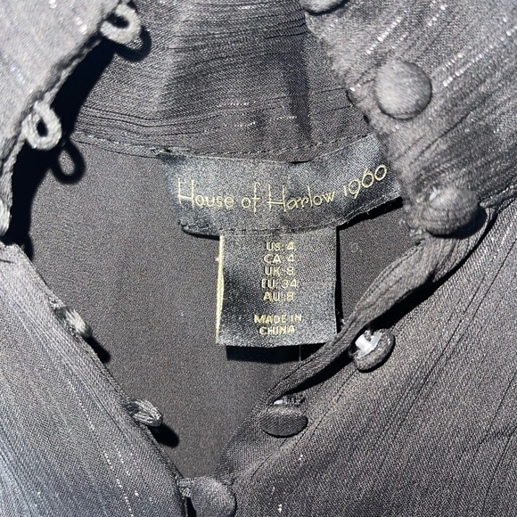 NEW HOUSE OF HARLOW x REVOLVE Black Metallic High Neck Long Sleeve Mini Dress 4 - Picture 8 of 9